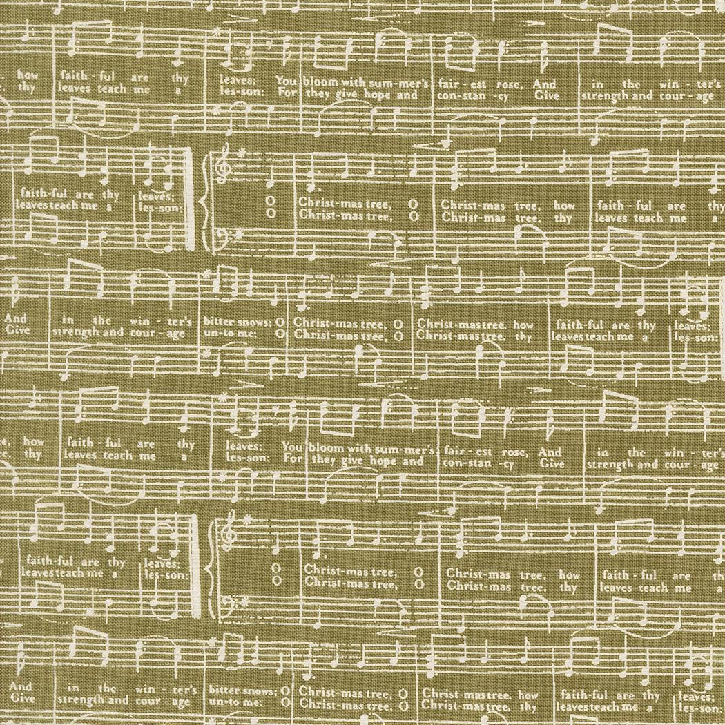 Berry And Pine O Christmas Tree Text and Words Music Notes Sage by Lella Boutique for Moda Fabrics - 5244 12
