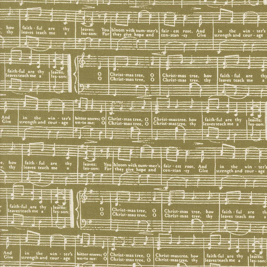 Berry And Pine O Christmas Tree Text and Words Music Notes Sage by Lella Boutique for Moda Fabrics - 5244 12
