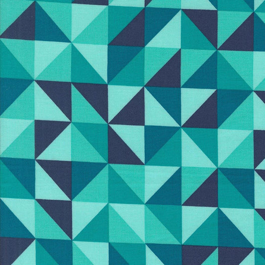 Color Crush Prism Geometric Half Square Triangle Turquoise by V and Co. Vanessa Christenson for Moda Fabrics - 10883 15