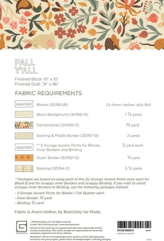 Fall Ya'll Pattern by BasicGrey - Printed Quilt Pattern