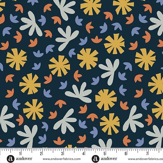 Conway Cottage Navy Meadow by Karen Lewis Textiles for Andover Fabrics - A-1416-K