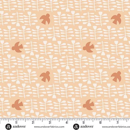 Conway Cottage Apricot Amongst the Flowers by Karen Lewis Textiles for Andover Fabrics - A-1417-O