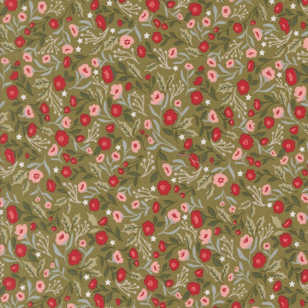 Berry And Pine Christmas Posies Florals Sage by Lella Boutique for Moda Fabrics - 5241 12