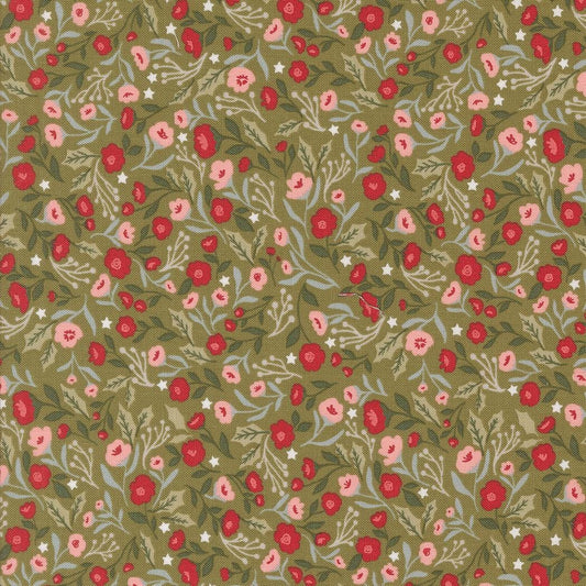 Berry And Pine Christmas Posies Florals Sage by Lella Boutique for Moda Fabrics - 5241 12