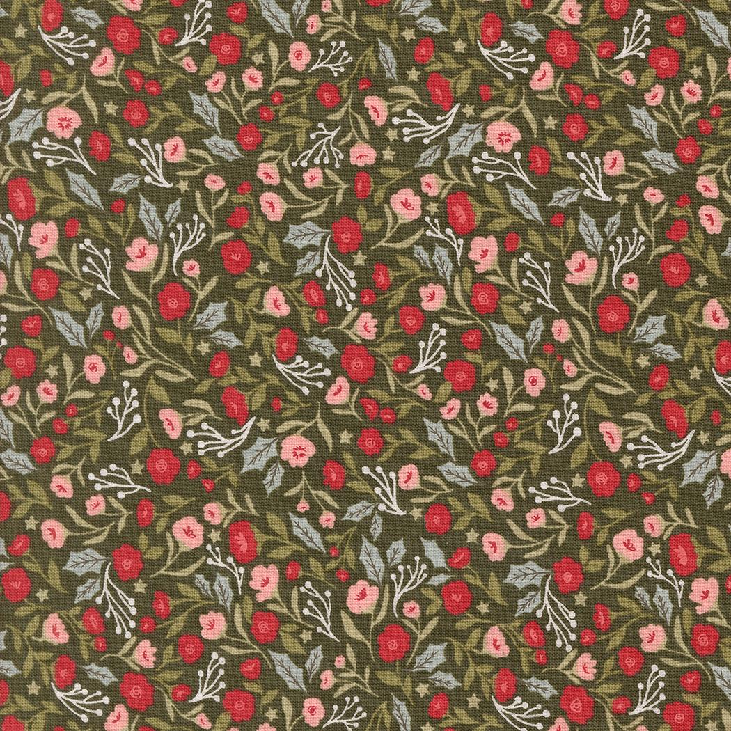 Berry And Pine Christmas Posies Florals Wintergreen by Lella Boutique for Moda Fabrics - 5241 13