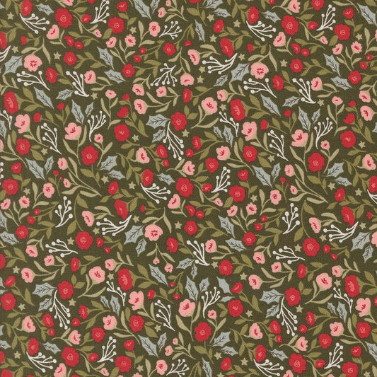 Berry And Pine Christmas Posies Florals Wintergreen by Lella Boutique for Moda Fabrics - 5241 13