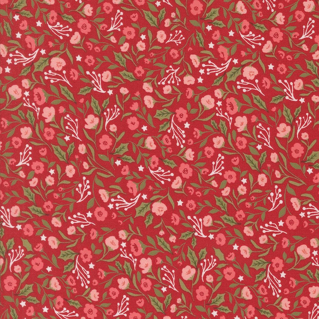 Berry And Pine Christmas Posies Florals Cranberry by Lella Boutique for Moda Fabrics - 5241 14