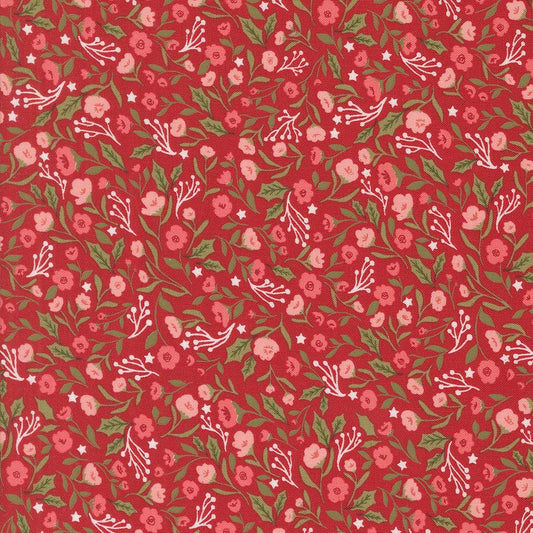 Berry And Pine Christmas Posies Florals Cranberry by Lella Boutique for Moda Fabrics - 5241 14