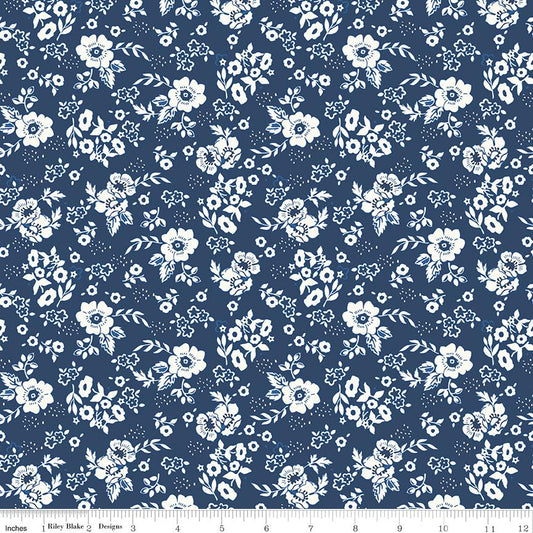 Freedom Garden Medium Floral Blue by My Mind's Eye for Riley Blake Designs - C15621-BLUE