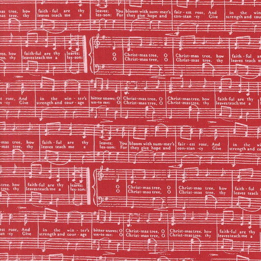 Berry And Pine O Christmas Tree Text and Words Music Notes Cranberry by Lella Boutique for Moda Fabrics - 5244 14