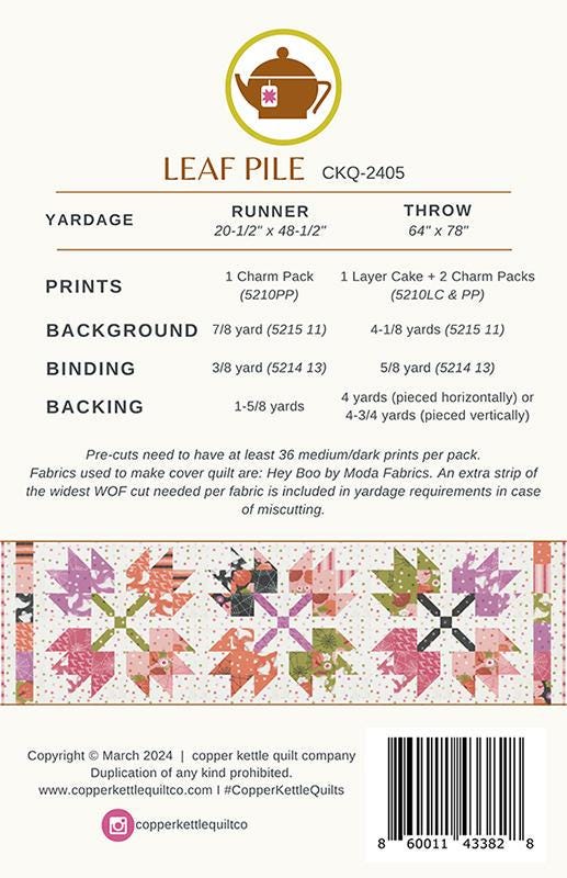Leaf Pile Quilt Pattern by Sumbera - Sarah - Printed Quilt Pattern