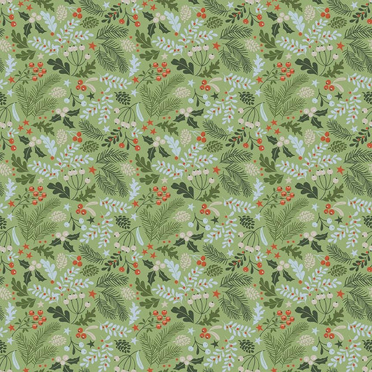 Santa's Tree Farm Berries & Boughs Green by Lisa Audit for Riley Blake Designs - C16452-GREEN