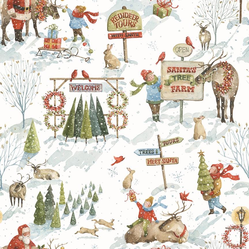 Santa's Tree Farm Main Snowy by Lisa Audit for Riley Blake Designs - CD16450-SNOWY