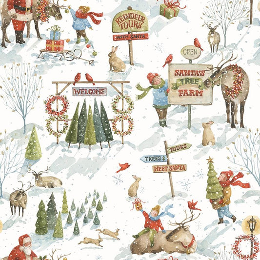 Santa's Tree Farm Main Snowy by Lisa Audit for Riley Blake Designs - CD16450-SNOWY