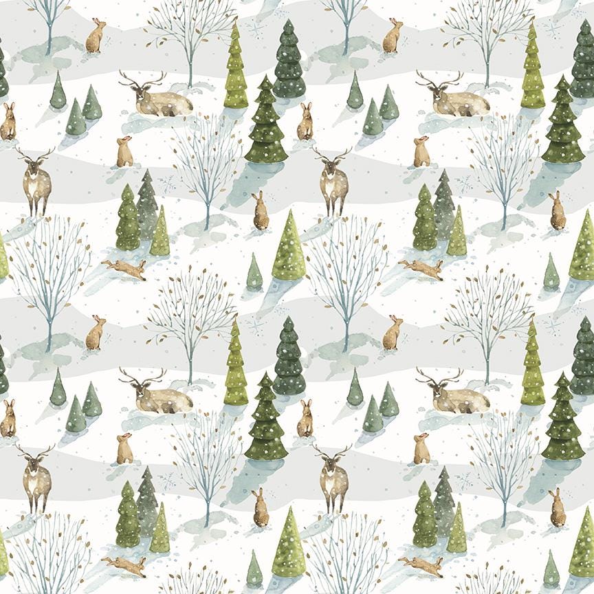 Santa's Tree Farm Woodland Snowy by Lisa Audit for Riley Blake Designs - CD16451-SNOWY