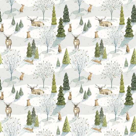 Santa's Tree Farm Woodland Snowy by Lisa Audit for Riley Blake Designs - CD16451-SNOWY