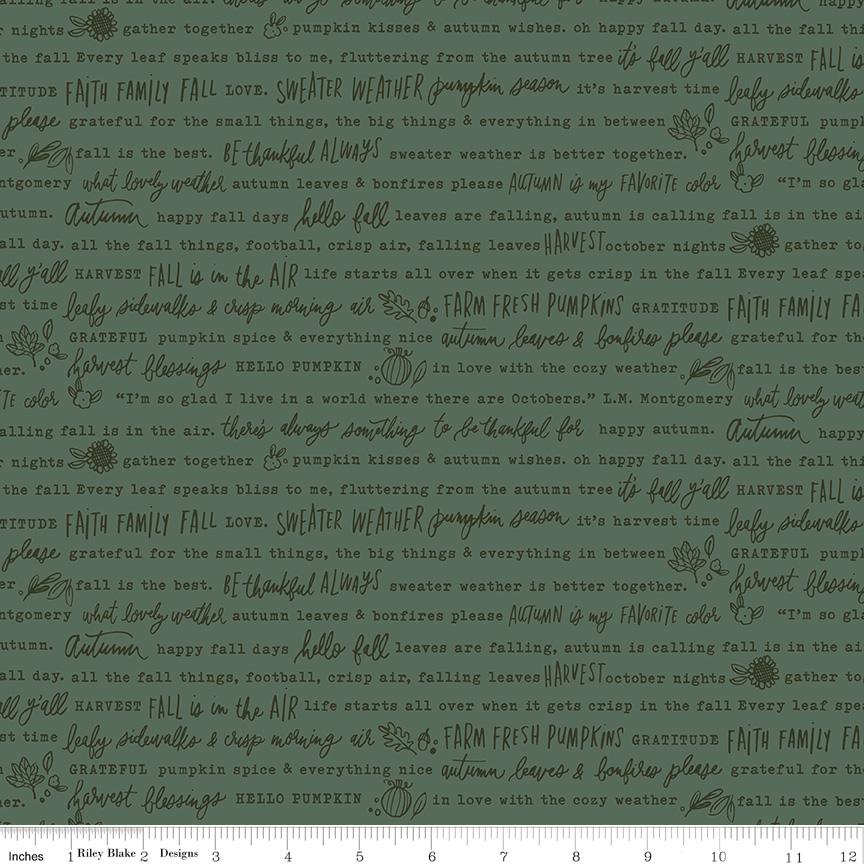 Happy Fall Days Autumn Words Green by Kelsey Carlson for Riley Blake Designs - C16342-GREEN