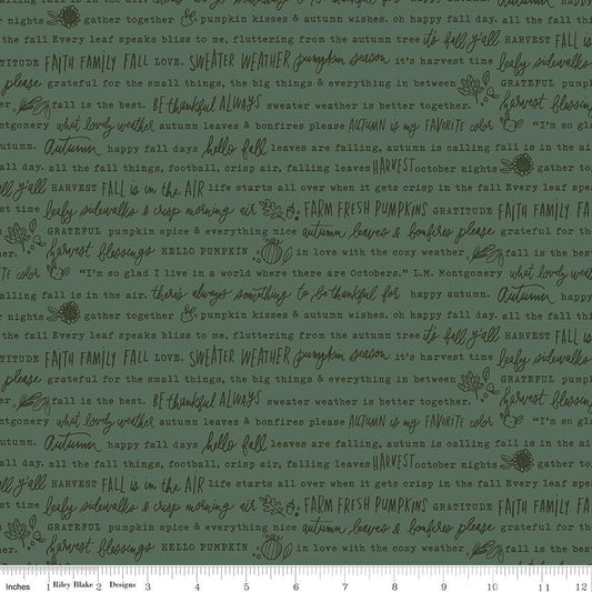 Happy Fall Days Autumn Words Green by Kelsey Carlson for Riley Blake Designs - C16342-GREEN