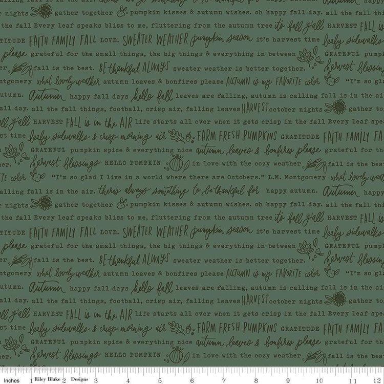 Happy Fall Days Autumn Words Green by Kelsey Carlson for Riley Blake Designs - C16342-GREEN