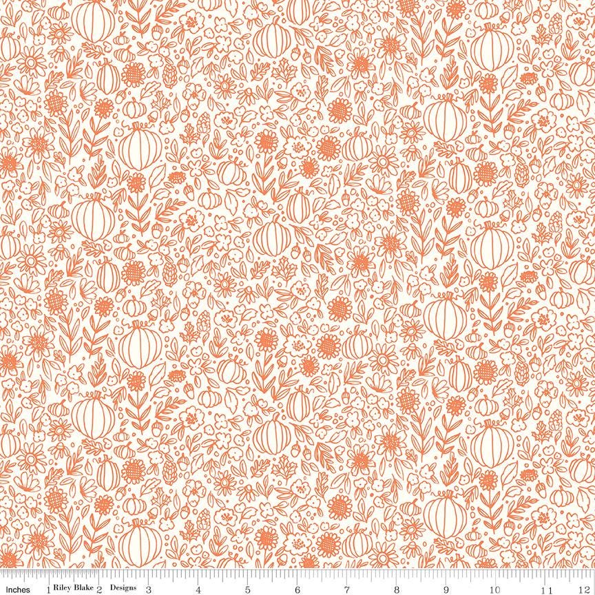 Happy Fall Days Floral Outline Cloud by Kelsey Carlson for Riley Blake Designs - C16344-CLOUD