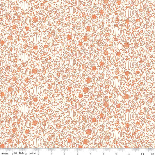 Happy Fall Days Floral Outline Cloud by Kelsey Carlson for Riley Blake Designs - C16344-CLOUD