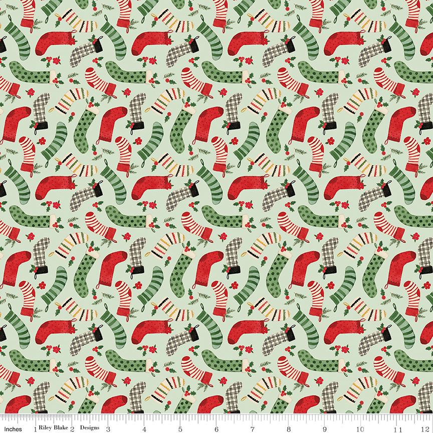 Charming Christmas Stockings Mint by Kelsey Carlson for Riley Blake Designs - C16353-MINT