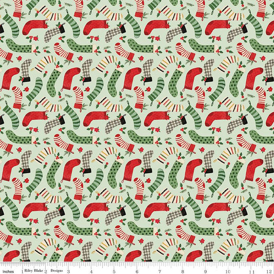 Charming Christmas Stockings Mint by Kelsey Carlson for Riley Blake Designs - C16353-MINT