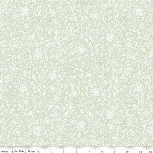 Charming Christmas Floral Outline Mint by Kelsey Carlson for Riley Blake Designs - C16354-MINT