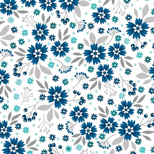 Among the Wildflowers II Poppies Indigo by Shelly Cavanna for Benartex Fabrics - 17101-11