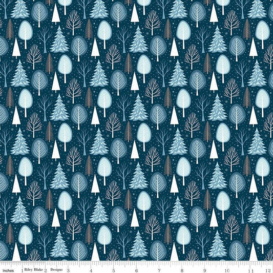 Winter Magic Trees Navy by Dani Mogstad for Riley Blake Designs - C16362-NAVY