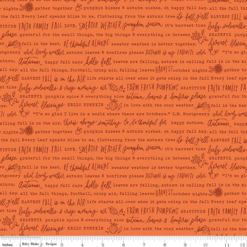Happy Fall Days Autumn Words Orange by Kelsey Carlson for Riley Blake Designs - C16342-ORANGE