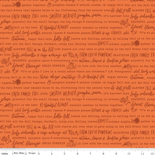 Happy Fall Days Autumn Words Orange by Kelsey Carlson for Riley Blake Designs - C16342-ORANGE