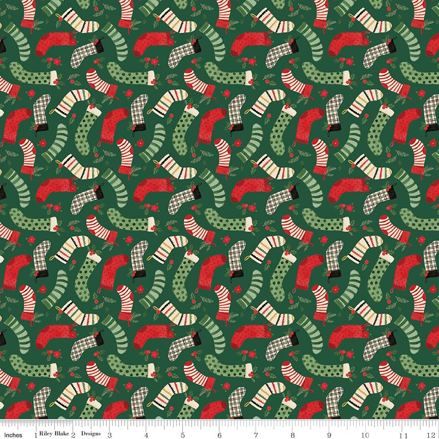 Charming Christmas Stockings Green by Kelsey Carlson for Riley Blake Designs - C16353-GREEN