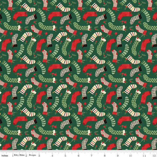 Charming Christmas Stockings Green by Kelsey Carlson for Riley Blake Designs - C16353-GREEN