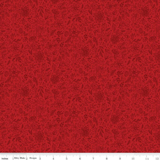 Charming Christmas Floral Outline Red by Kelsey Carlson for Riley Blake Designs - C16354-RED