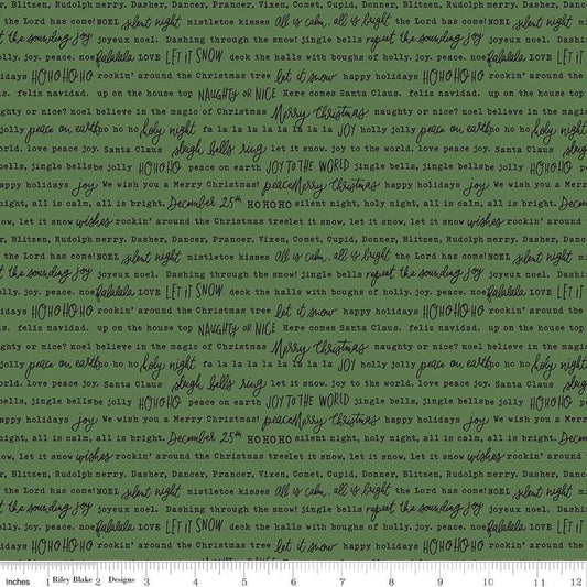 Charming Christmas Words Green by Kelsey Carlson for Riley Blake Designs - C16357-GREEN