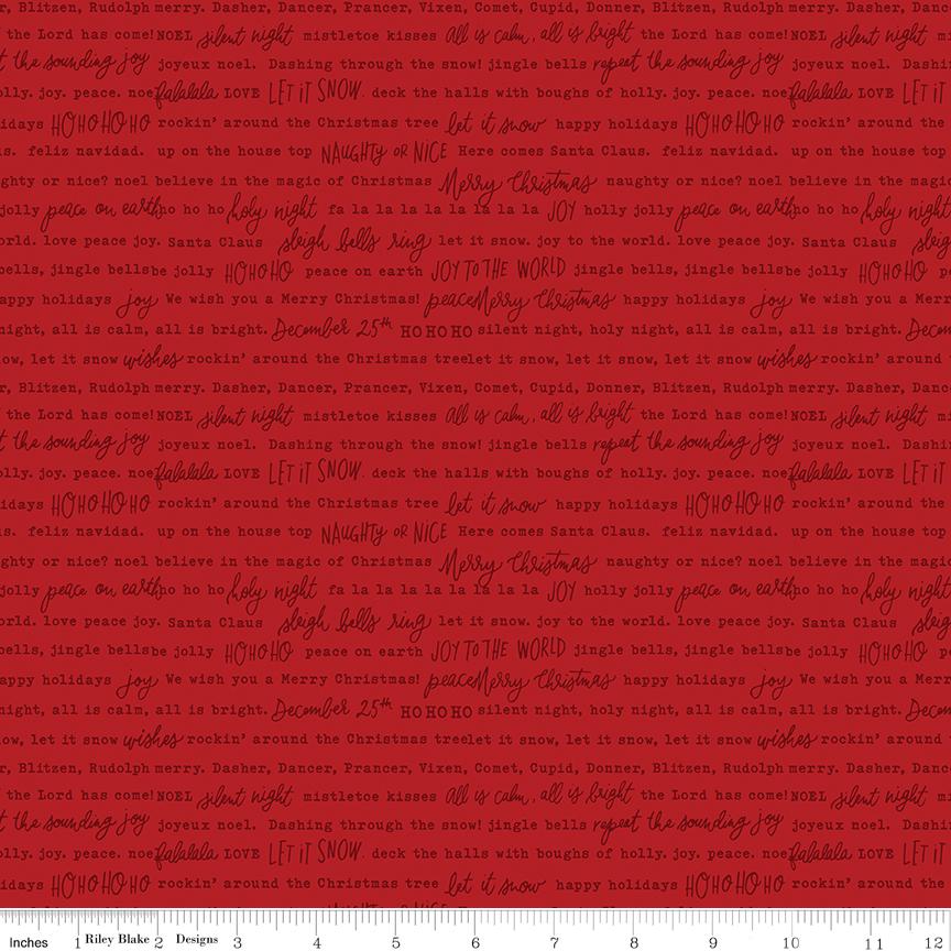 Charming Christmas Words Red by Kelsey Carlson for Riley Blake Designs - C16357-RED