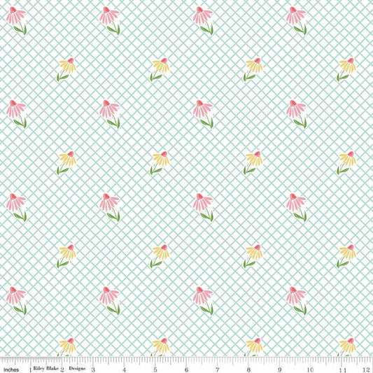 Summer Skies and Fireflies Cone Flowers White by Gracey Larson for Riley Blake Designs - C16372-WHITE
