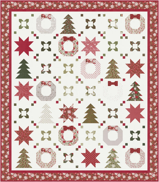 Holiday Connections Quilt Kit with Berry & Pine fabric by Lella Boutique for Moda Fabrics - quilt kit