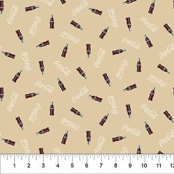Coca-Cola ® Cream Logos & Bottles (CC1008-32) by Northcott Fabrics - CC1008-32