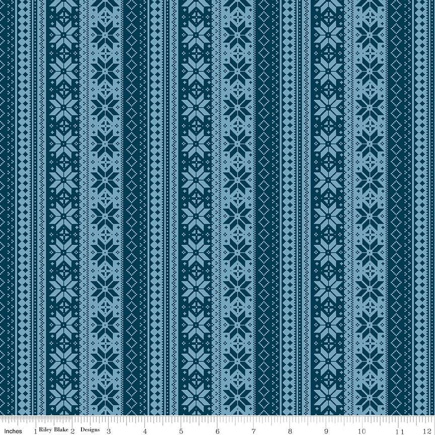 Winter Magic Sweater Stripe Navy by Dani Mogstad for Riley Blake Designs - C16364-NAVY