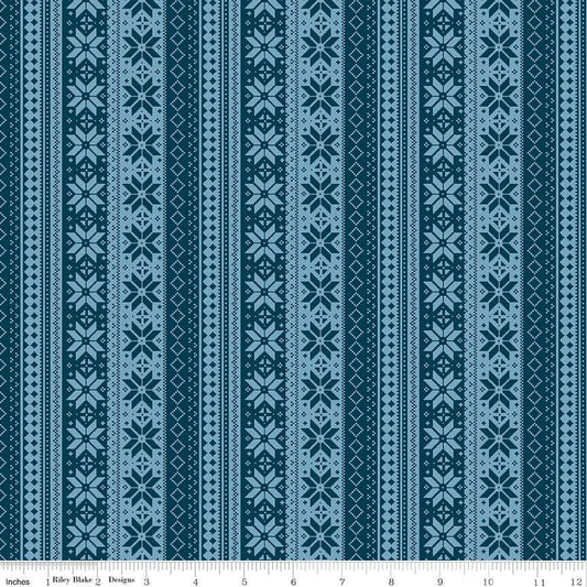Winter Magic Sweater Stripe Navy by Dani Mogstad for Riley Blake Designs - C16364-NAVY