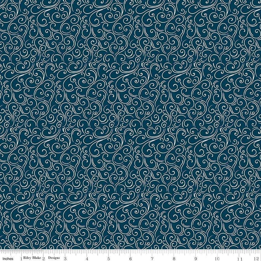 Winter Magic Swirls Navy by Dani Mogstad for Riley Blake Designs - C16366-NAVY