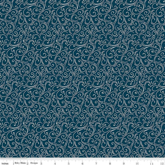 Winter Magic Swirls Navy by Dani Mogstad for Riley Blake Designs - C16366-NAVY