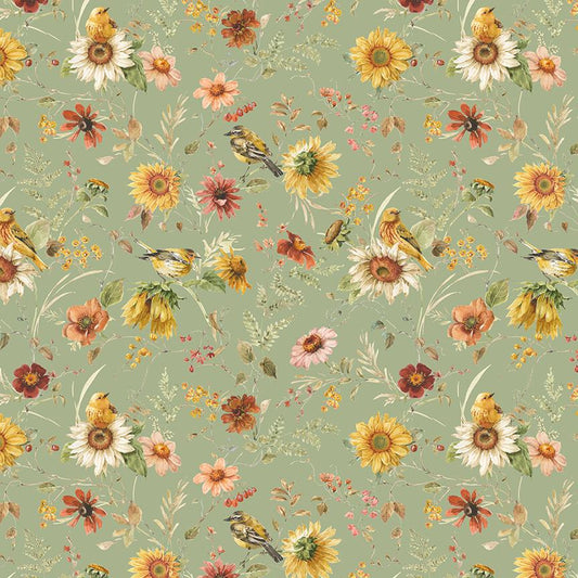 Sunflower Whispers Prairie Green by Lisa Audit for Riley Blake Designs - CD16671-GREEN