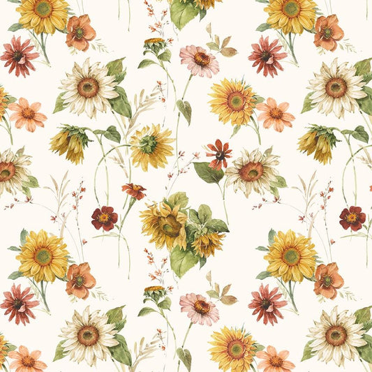 Sunflower Whispers Sunflowers Cream by Lisa Audit for Riley Blake Designs - CD16670-CREAM