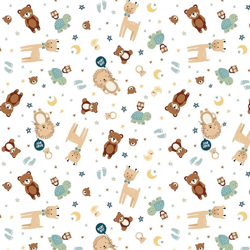 Baby Boy Animals White by Lori Whitlock for Riley Blake Designs - C16761-WHITE