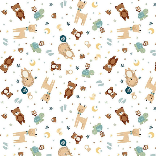 Baby Boy Animals White by Lori Whitlock for Riley Blake Designs - C16761-WHITE