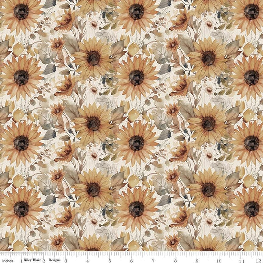 Evening on the Prairie Watercolor Sunflowers Cream by Modern Prairie for Riley Blake Designs - CD16743-CREAM