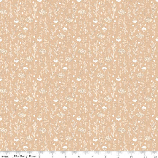 Evening on the Prairie Silhouette Floral Beige by Modern Prairie for Riley Blake Designs - C16748-BEIGE